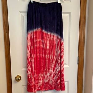 Two piece red, white and blue maxi skirt set